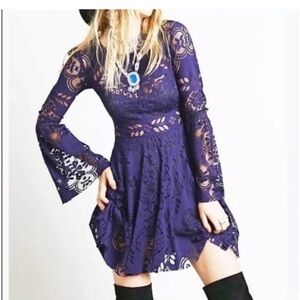 Elegant Lace Purple Dress